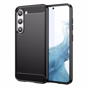 Carbon Case чехол для Samsung Galaxy S23+ гибкий силиконовый карбоновый чехол чёрный