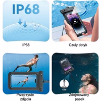 USAMS Ūdensizturīgs maciņš 6.7" IP68 melns FSD1201 (US-YD012)