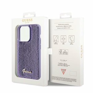 Guess Sequin Script Metal viedtālruņa apvalks iPhone 14 Pro - violeta