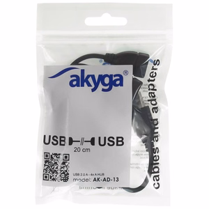 Akyga USB centrmezgls AK-AD-13 2.0 4 porti melns 15cm