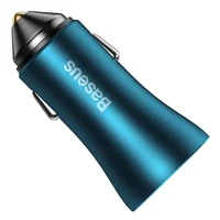 Baseus Golden Contactor Max automašīnas lādētājs, 2x USB, 60W (zils)