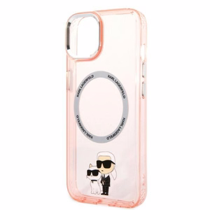 Karl Lagerfeld KLHMP14MHNKCIP iPhone 14 Plus 6.7" kietais apvalks rozā/rozā Ikonisks Karl&Choupette Magnētiskais