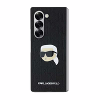 Karl Lagerfeld Saffiano monogrammas galvas piespraudes viedtālruņa apvalks Samsung Galaxy Z Fold 6 - melns