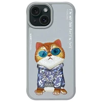 Nimmy Glasses Cool Cat iPhone 15 apvalks - pelēks