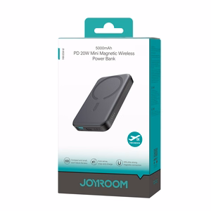 Mini magnētiskais portatīvais lādētājs Joyroom JR-W020 5000mAh USB-A USB-C 20W (melns) + USB-C / USB-C kabelis