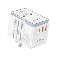Dudao A65Pro 65W ceļojumu adapteris EU / US / JP / AUS / UK 2x USB-C 2x USB-A - balts