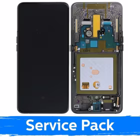 LCD Displejs Saderīgs ar Samsung A805 2019 A80 Melns Ar Frame (Service Pack)