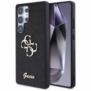 Guess mirdzošs liels 4G metāla logotipa viedtālruņa apvalks Samsung Galaxy S25 Ultra melns