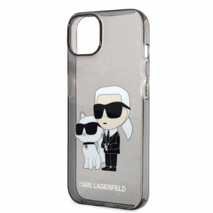 Karl Lagerfeld mirdzošs Karl&Choupette viedtālruņa apvalks iPhone 14 Plus - melns