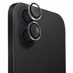 Uniq Optix caurspīdīgs kameras lēcas aizsargs iPhone 16 / 16 Plus ar aplikatoru - caurspīdīgs melns