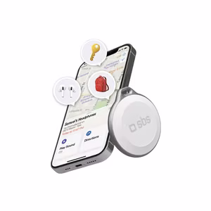 SBS Track My Circle ūdensizturīgs IP65 lokators, saderīgs ar Apple Find My - balts