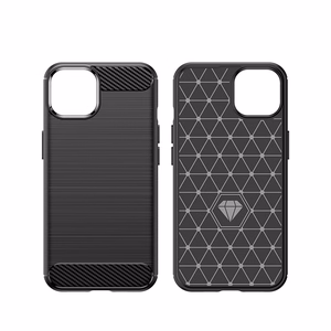 Carbon viedtālruņa apvalks iPhone 14 Plus elastīgs gēla aizmugures vāks zils