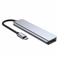 HUB Tech-Protect V4 6in1 USB-C - USB-A 3.0 / USB-A 2.0 / USB-C / HDMI / micro SD / TF / SD karšu lasītājs - pelēks
