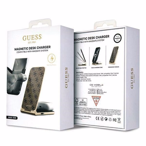 Guess 4G Pattern MagSafe складное 2 в 1 15W индуктивное зарядное устройство - коричневый