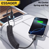 USB Kabelis Essager "Chuan" melns 60W "Type-C / Type-C" 180cm