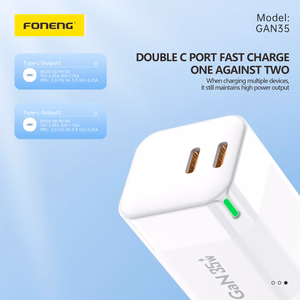 Foneng Lādētājs GAN35 GaN - 2x Type-C - PD 35W 3A balts