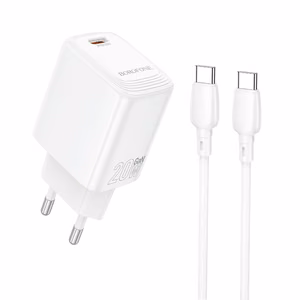 Borofone Wall charger BN26 Fuente - Type-C - PD 20W with Type-C to Type-C cable white