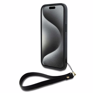 DKNY Viedtālruņa apvalks ar siksniņu un logotipu iPhone 15 Plus - melns