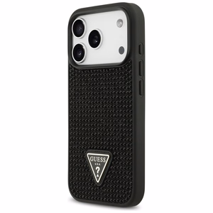Guess Rhinestone Triangle Logo viedtālruņa apvalks iPhone 17 Pro - melns