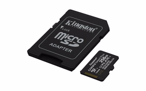 Kingston memory card 256GB microSDXC Canvas Select Plus Gen3 150MB/s A1 Card + Adapter