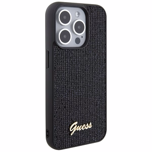 Guess Disko Metāla Uzraksts viedtālruņa apvalks iPhone 15 Pro - melns