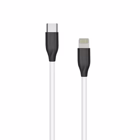 Silicone kabelis USB Type-C - Lightning (balts, 1m)
