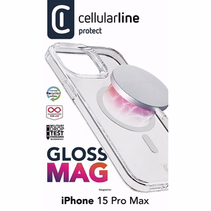 Cellularline Gloss Mag vāciņš ierīcei iPhone 15 Pro Max, saderīgs ar MagSafe, caurspīdīgs