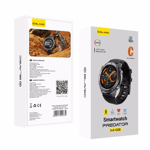 Blavec viedpulkstenis M-03 Predator AMOLED GPS balss zvani (SWM03-GP) grafīta + 1 siksna