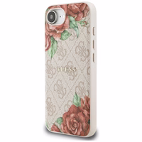 Guess 4G Flowers Print magnētiskais viedtālruņa apvalks iPhone 16e - rozā