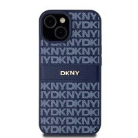 DKNY Ādas mono svītra un metāla logotips viedtālruņa apvalks iPhone 15 / 14 / 13 - zils