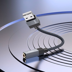 Adapteris AUX USB A (tēviņš) uz Jack 3,5 mm (mātīte) Hoco UPA32D melns