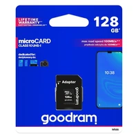 GOODRAM atmiņas karte microSD 128GB 100MB/s class 10 UHS I ar SD adapteri