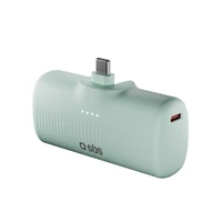 SBS EcoPower 5000 mAh 10W portatīvais lādētājs ar iebūvētu USB-C portu - zaļa