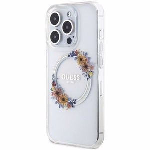 Guess IML Flowers Wreatch MagSafe viedtālruņa apvalks iPhone 15 Pro Max - caurspīdīgs