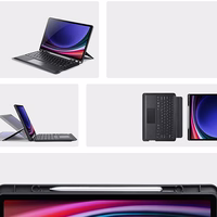 DUX DUCIS salokāms DK vāciņš ar bezvadu tastatūru ar apgaismojumu SAMSUNG Tab S10 Plus/S9 Plus/S9 FE Plus melns