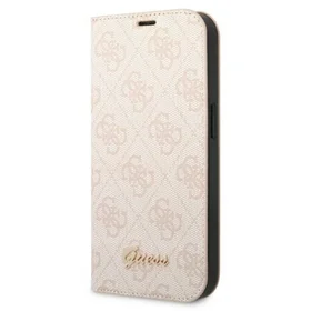 Viedtālruņa apvalks Guess GUBKP14LHG4SHP iPhone 14 Pro 6.1" - rozā / rozais logotips 4G Vintage Gold Logo