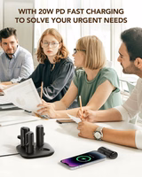 4 Veger W007CK 5000mAh portatīvo lādētāju komplekts (2x Lightning + 2x USB-C) ar uzlādes staciju - melna