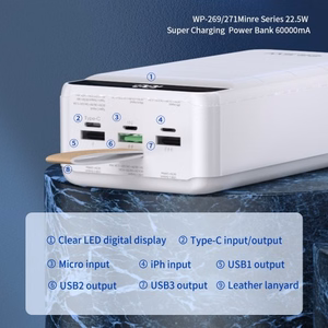 Внешний аккумулятор WK Design "WP-269" чёрный 60000mAh (PD 20W / QC3.0 22.5W)