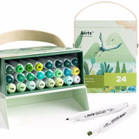 Double-sided Marker Pens ARRTX Alp, 24 Colours, zaļš tone shade