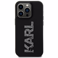 Karl Lagerfeld 3D gumijas spīdīgs logotips viedtālruņa apvalks iPhone 15 Pro Max - melns