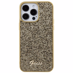 Guess Disco Metal Script apvalks priekš iPhone 15 Pro Max - zelts