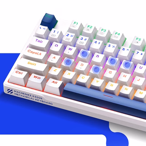 Machenike K500B-B87 Vadu mehāniskā spēļu tastatūra ar apgaismojumu, Red Switch - balts