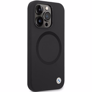 BMW BMHMP14LSILBK2 viedtālruņa apvalks iPhone 14 Pro - melns Signature Liquid Silicone MagSafe