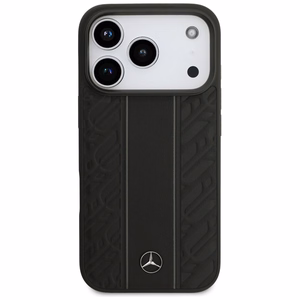 Mercedes ādas lauru lapu svītras magnētiskais viedtālruņa apvalks iPhone 17 Pro - melns