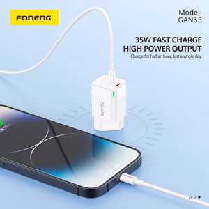 Foneng Lādētājs GAN35 GaN - 2x Type-C - PD 35W 3A balts