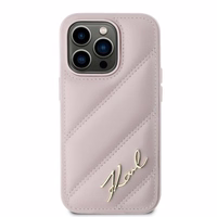 Karl Lagerfeld Diagonal Quilted Script viedtālruņa apvalks iPhone 14 Pro Max - rozā
