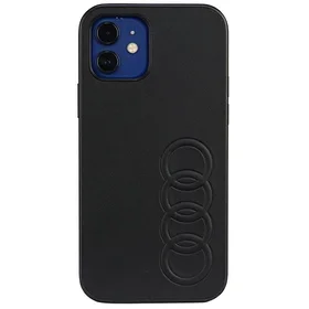 Audi sintētiskās ādas viedtālruņa apvalks iPhone 12/12 Pro 6.1" melns/melns cietais apvalks AU-TPUPCIP12P-TT/D1-BK