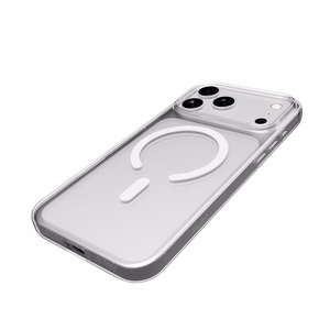 Puro Lite Mag TPU+PC viedtālruņa apvalks saderīgs ar MagSafe iPhone 17 Pro - caurspīdīgs ar baltu gredzenu