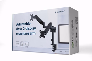 Gembird MA-DA2P-01 regulējams galda turētājs 2 monitoriem, 17”–32”, līdz 9 kg