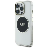 Guess IML Metal Colored Circle Classic Logo Magnētiskais viedtālruņa apvalks iPhone 16 Pro Max - melns